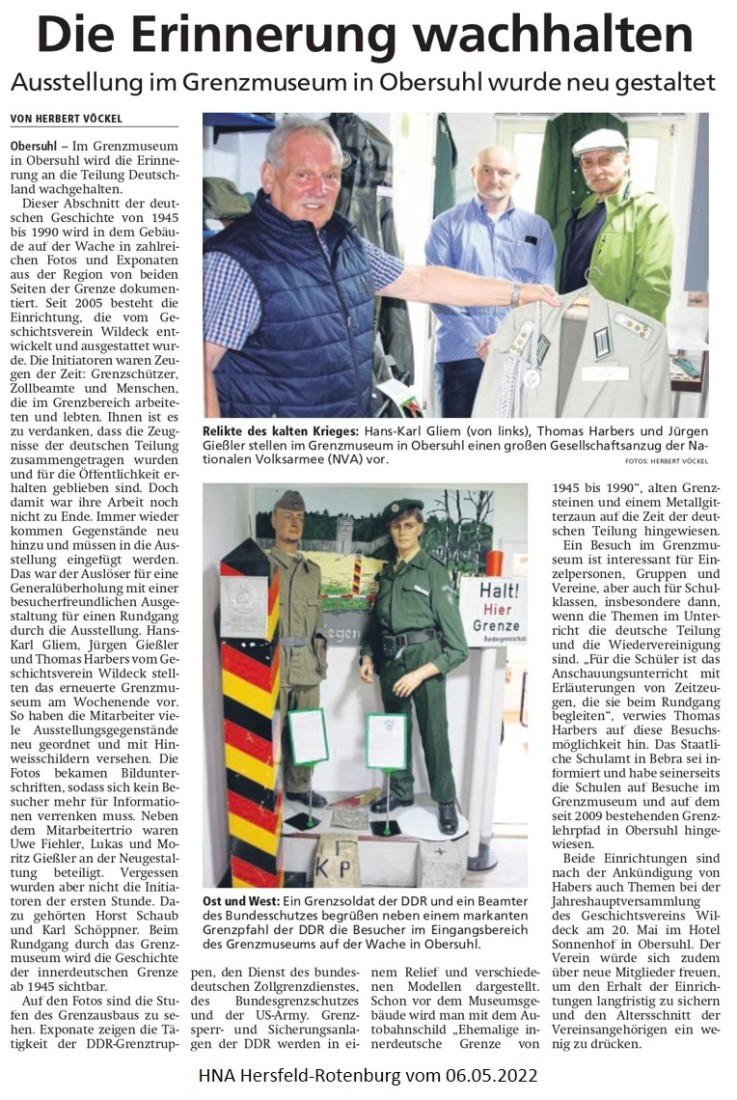 HNA: Grenzmuseum Obersuhl wieder ge&ouml;ffnet